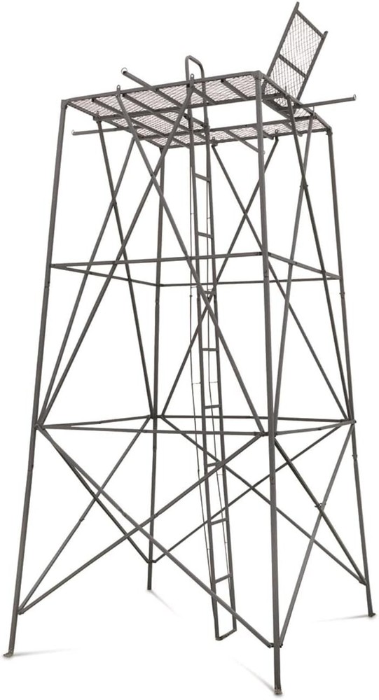 10 Ft Elevated Hunting Tower Sturdy Platform Tall Tree Stand Blind Large Ladder