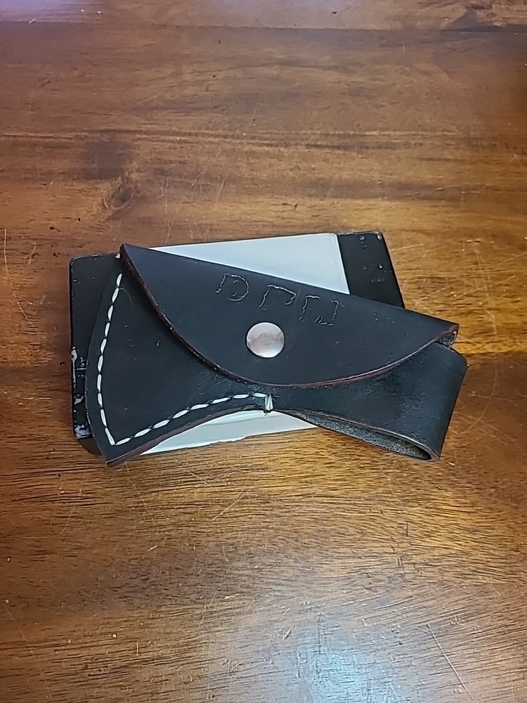 Black Leather Hatchet Sheath  Blade Cover Durable Monogram DFM