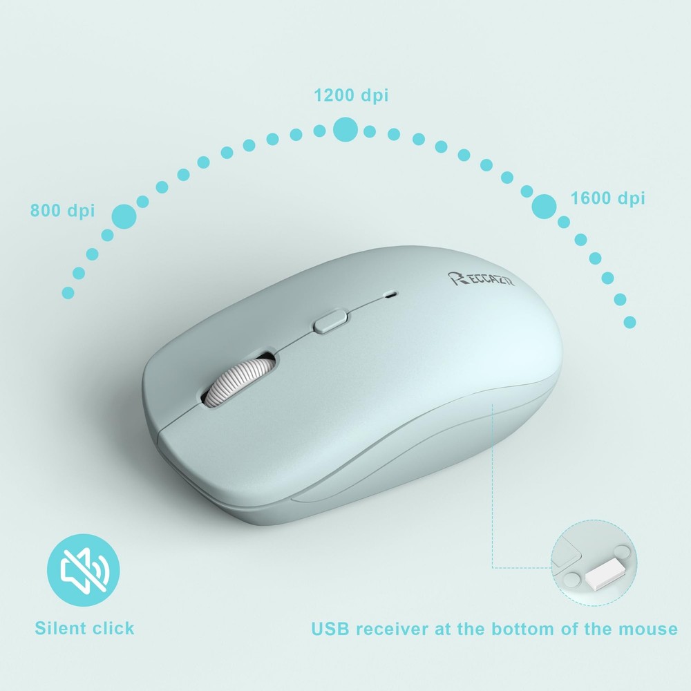 Wireless Keyboard and Mouse Combo, Full-Sized Wireless Keyboard and Adjustabl...