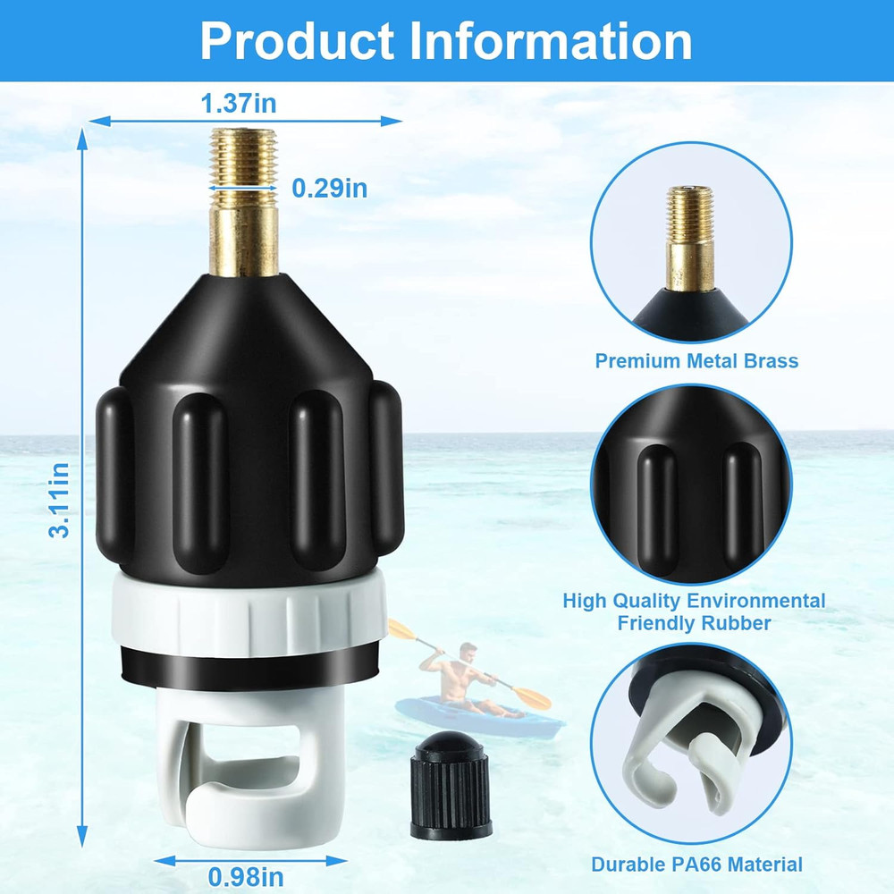 2Pcs Inflatable Boat SUP Pump Adapter, Premium Conventional Air Adapter, Sturdy