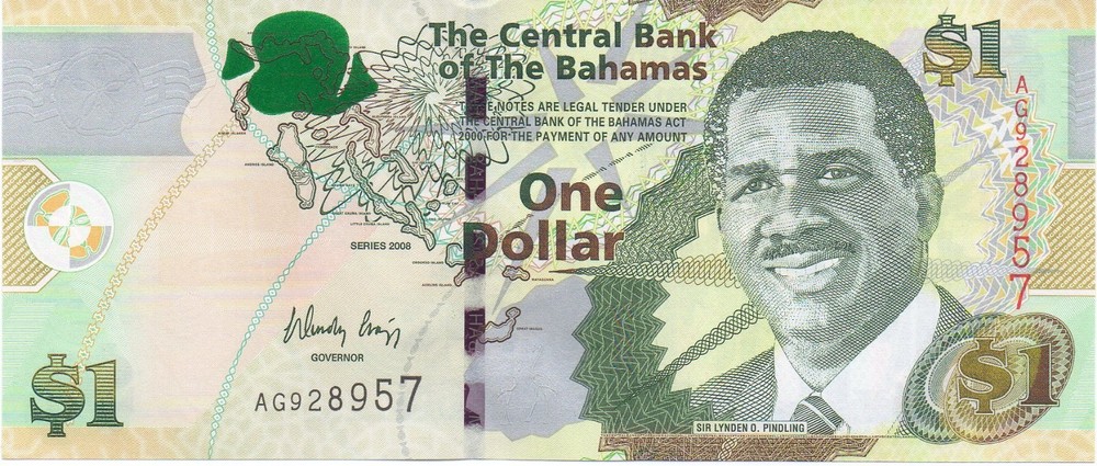Bahamas Banknote 1 Dollar 2008 New never folded.