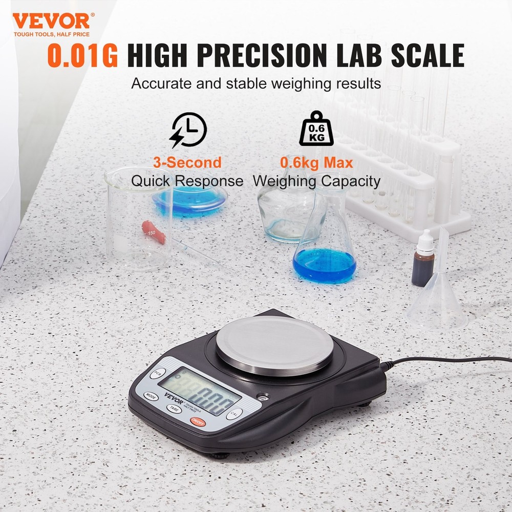Analytical Balance 600g x 0.01g Accuracy High Precision Lab Scale 6 Units