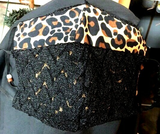***Leopard and LACE***  REVERSIBLE Cotton Face mask (handmade)