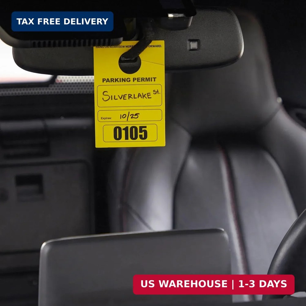 Rectangular Parking Permit Hang Tags - Sequentially Numbered Parking Pass