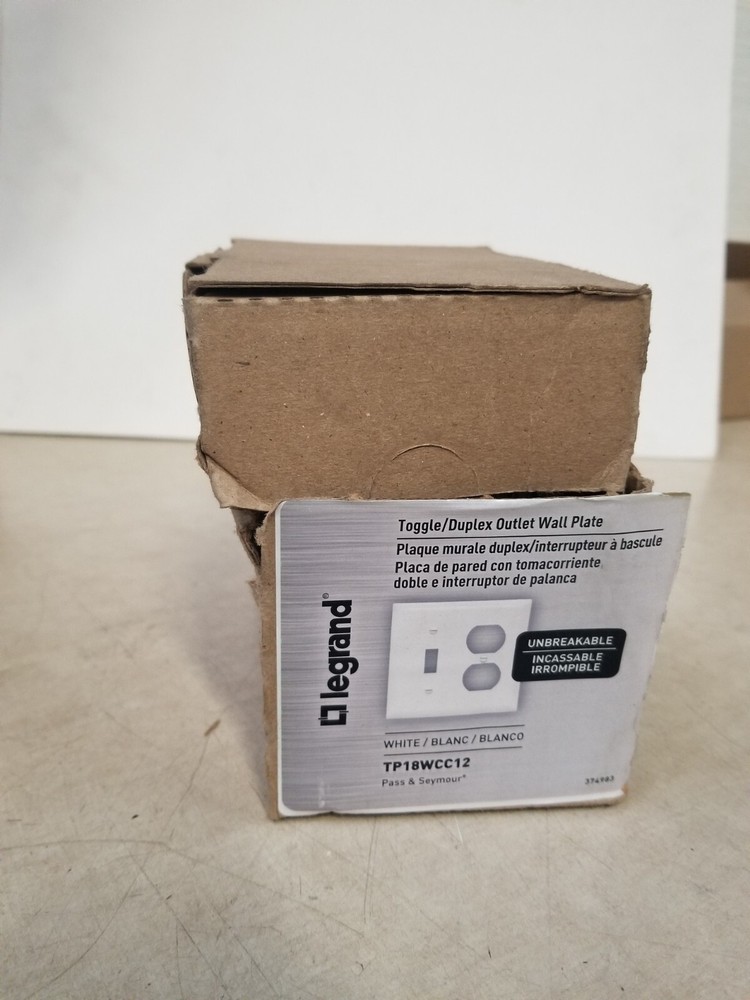12 Pack Legrand TP18WCC12 White 2G Toggle/Duplex Plates