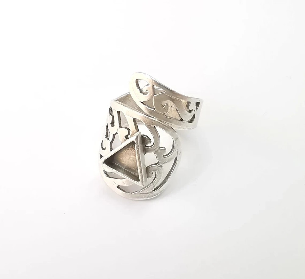 Triangle Wrap Ring Setting Blank Cabochon Mounting Adjustable Resin Base Bezel