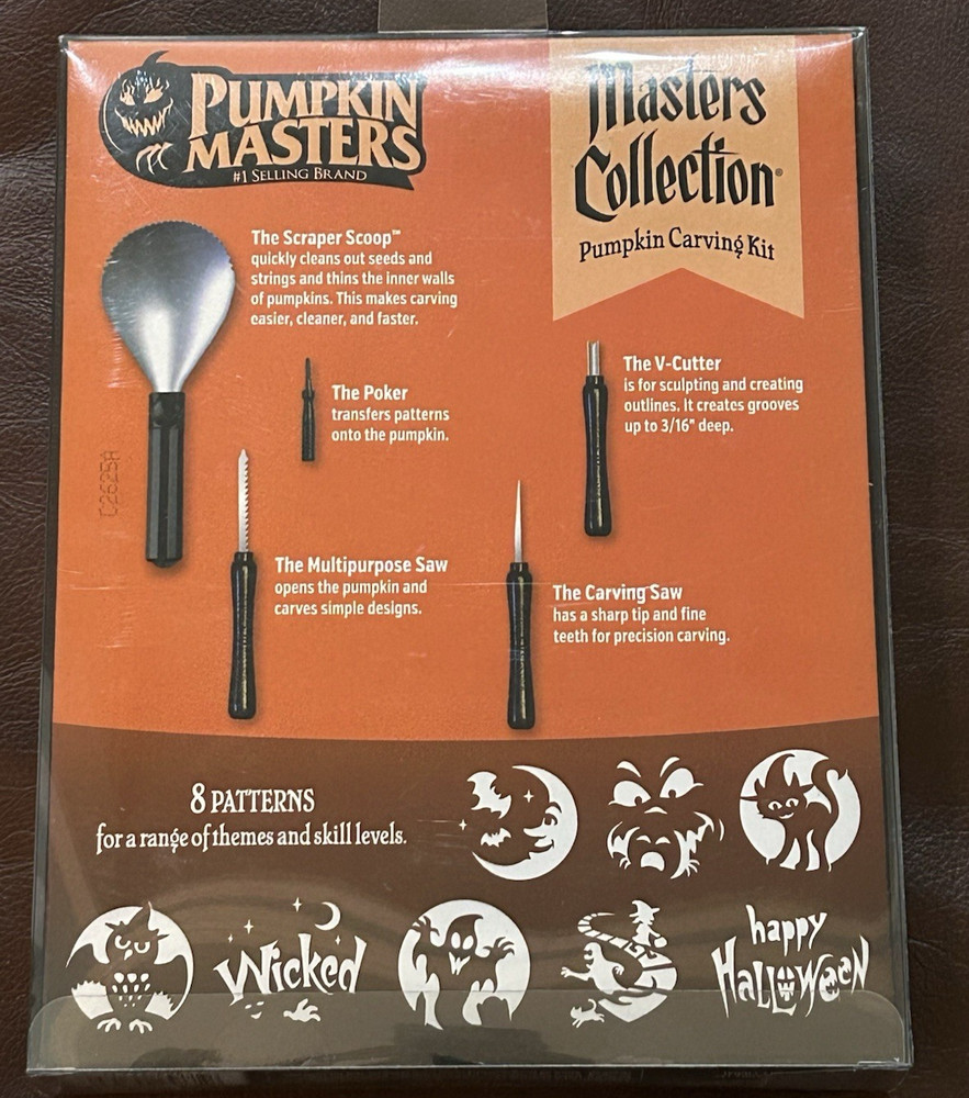 NEW Pumpkin Masters 8 pattern 5 tools Masters Collection carving kit Halloween