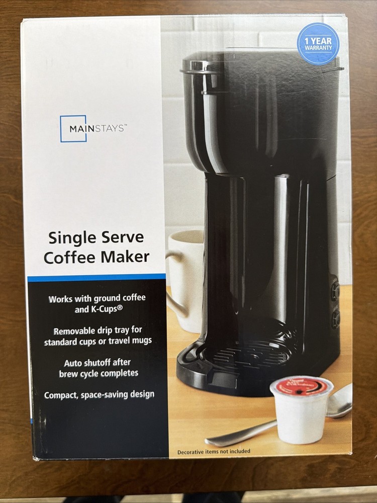 Mainstays Single Serve Coffee Maker, 1 cup Capsule or Ground Coffee