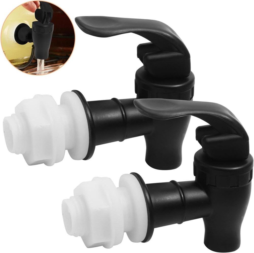 2 Pcs Replacement Spigot for Beverage Dispenser, Black Push Style Beverage Dispe