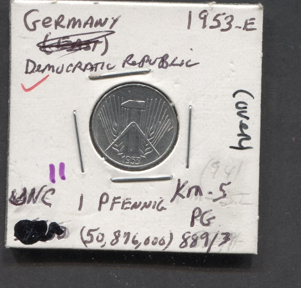 1953(E) Germany -1 Pfenning- UNC