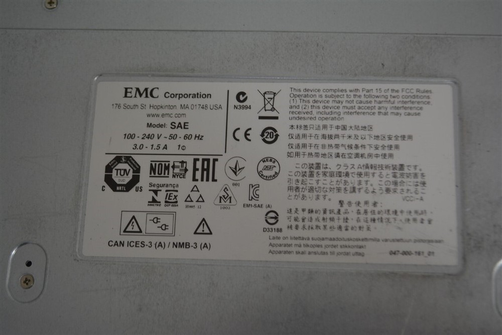 EMC SAE 100-562-964 25 Disk Array Enclosure SEE NOTES
