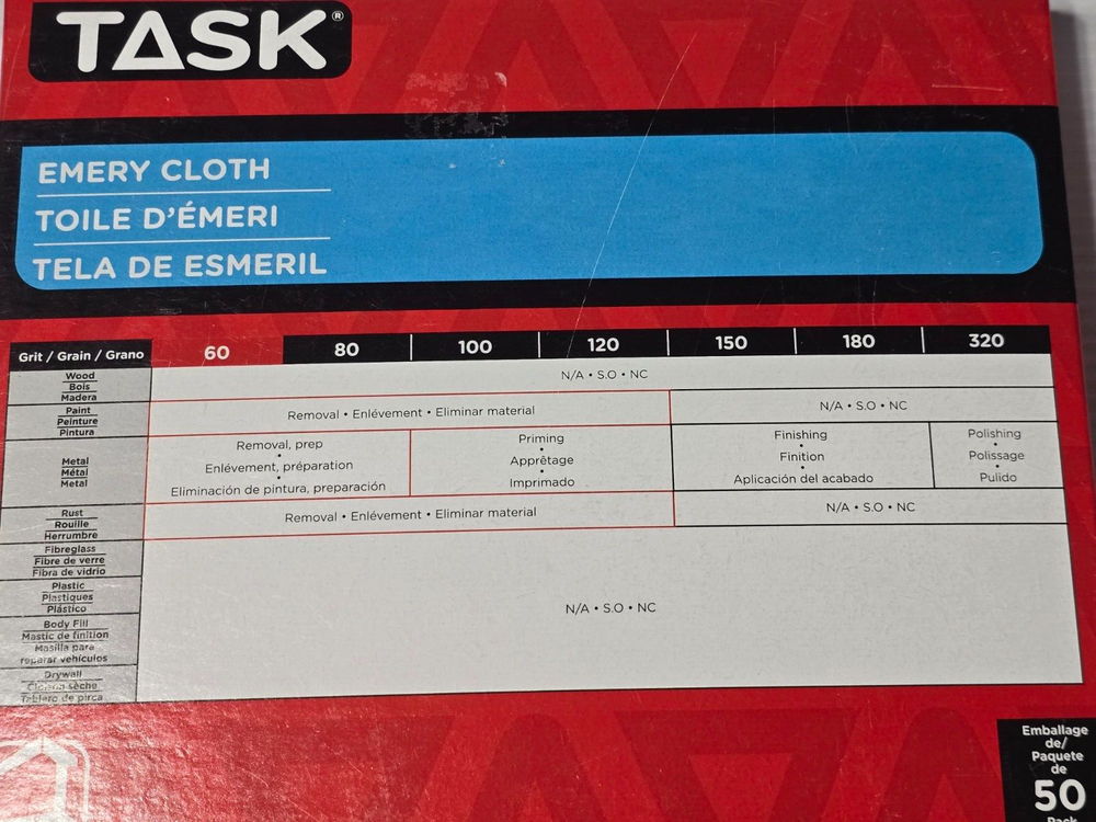 50 Pcs Task Sanding Sheet 9"x11" Medium 60 Grit Emery Abrasive Cloth Backing