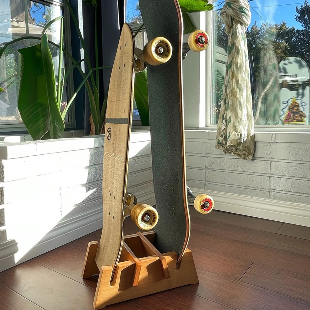 Double Bamboo Skateboard Stand