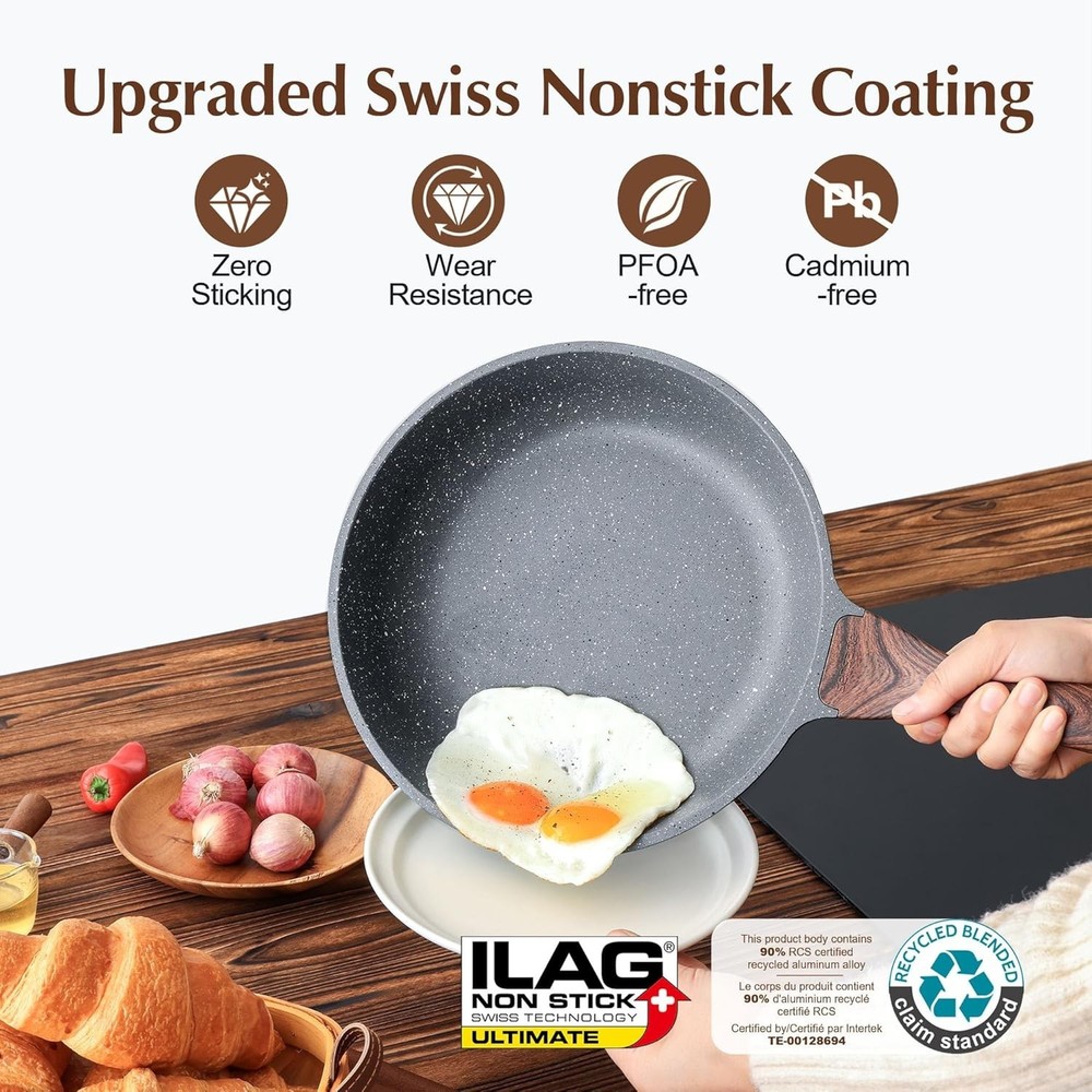 Durable 9.5-Inch Nonstick Omelette Pan with Induction Compatibility & Easy Clean