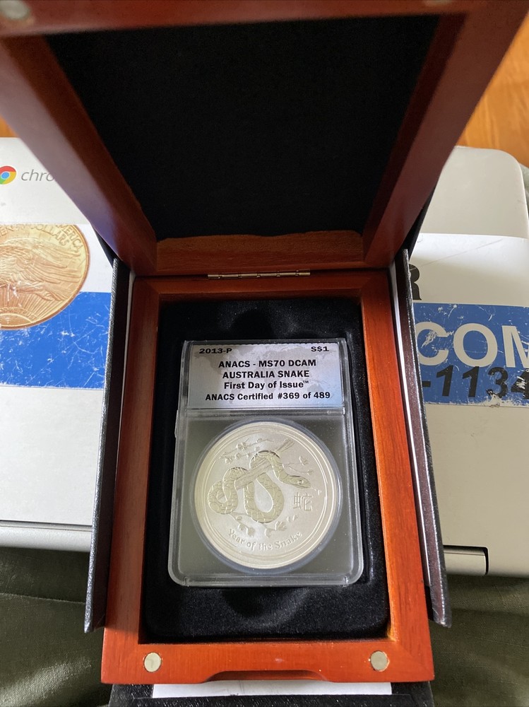 2013 Anac- Ms70 DCAM Australia Snake First Release Silver 1 oz