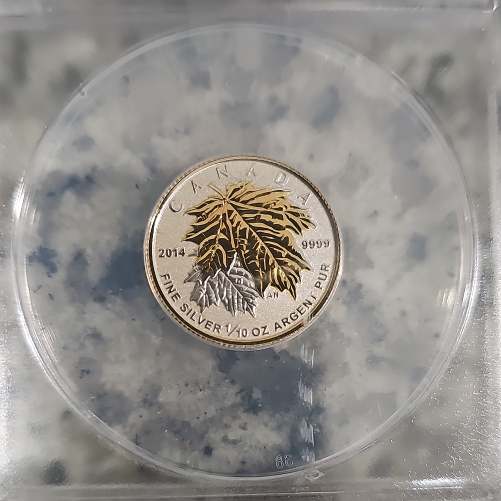 LIMITED Canada Maple Leaf $2 2014 Selective Gold Reverse Proof Silver ANACS RP70