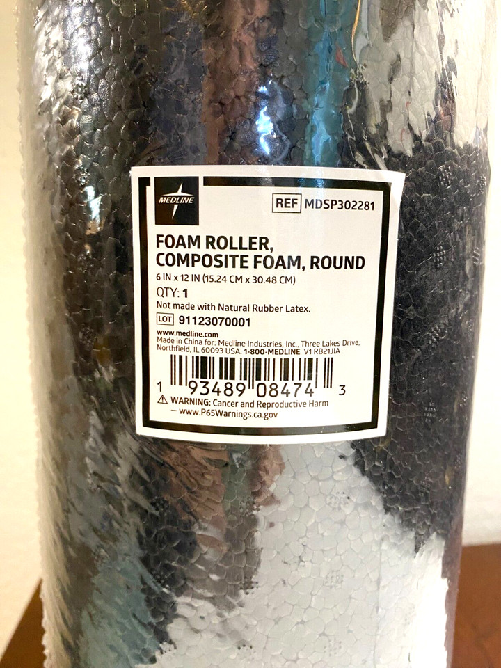 Medline Foam Roller, Round Composite Foam 6" X 12" New Sealed