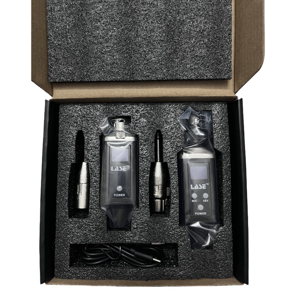 LASE UHF Wireless Microphone System XLR Mic Adapter 48V Transmitter & Receiver