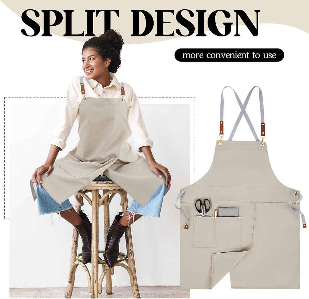 Crossback Pottery Apron Split Leg with Large Pocket Canvas Apron with Adjustable