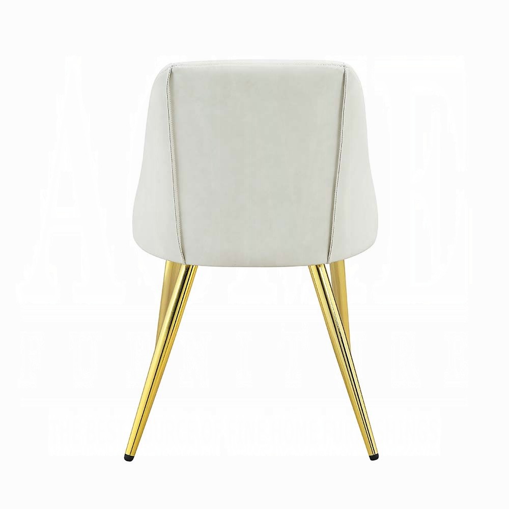White and Gold Tight Back Side Chairs
