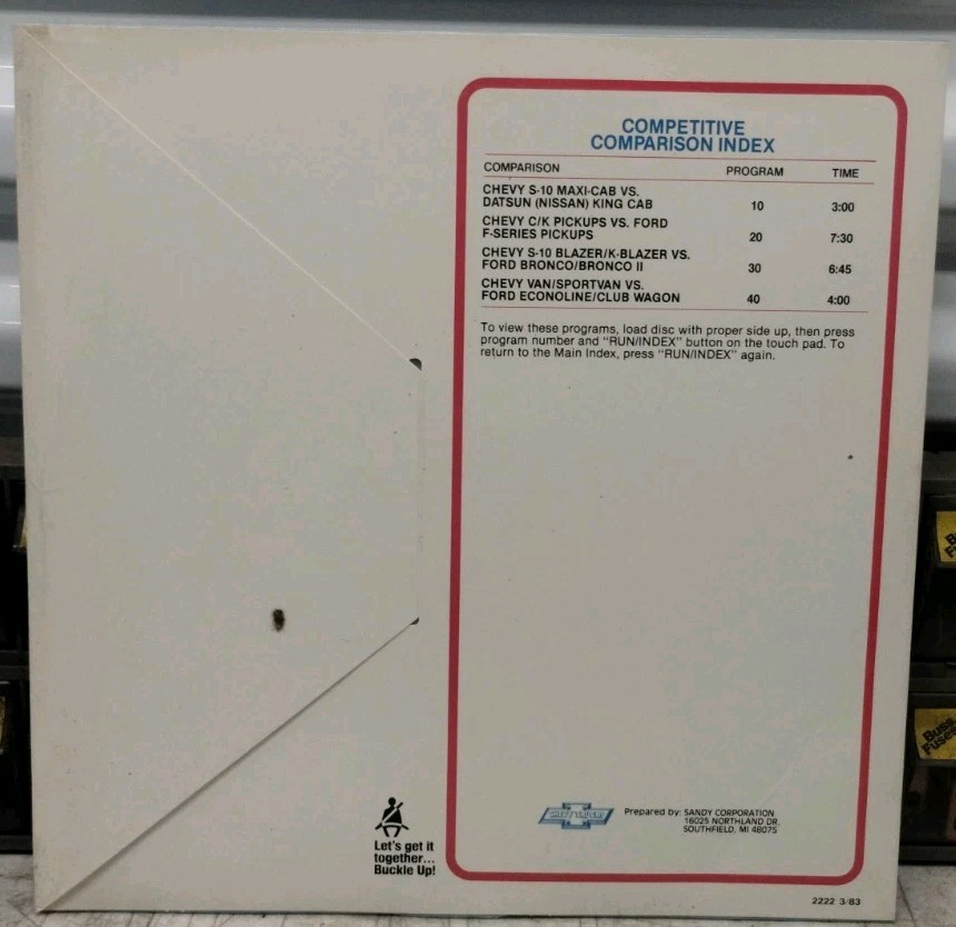 1983 Chevrolet Laserdisc Dealership Training Competitive Comparisons
