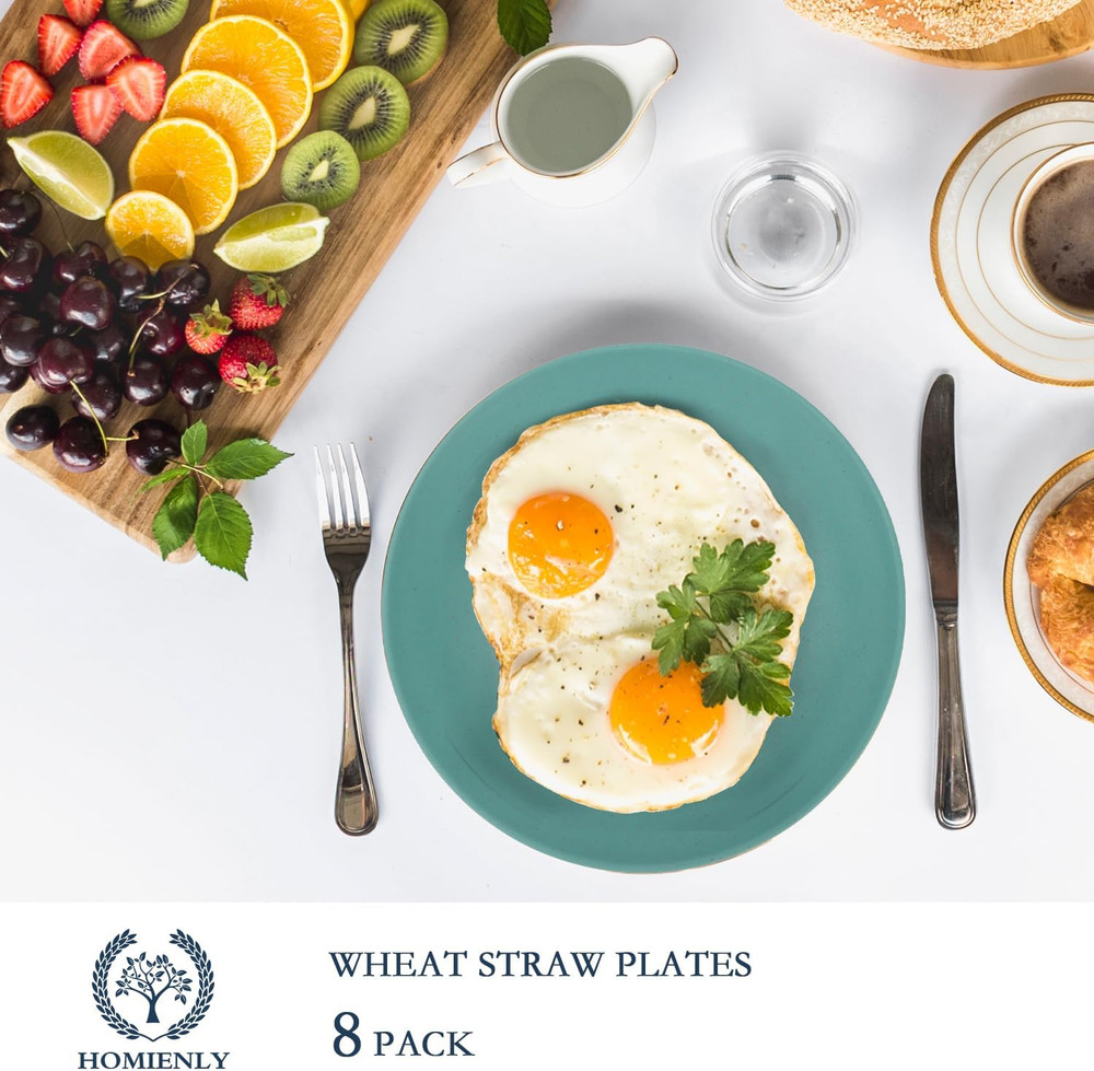 20 Pcs Wheat Straw Dinnerware Set, Unbreakable Plastic Dish Set - Dinner Plate C