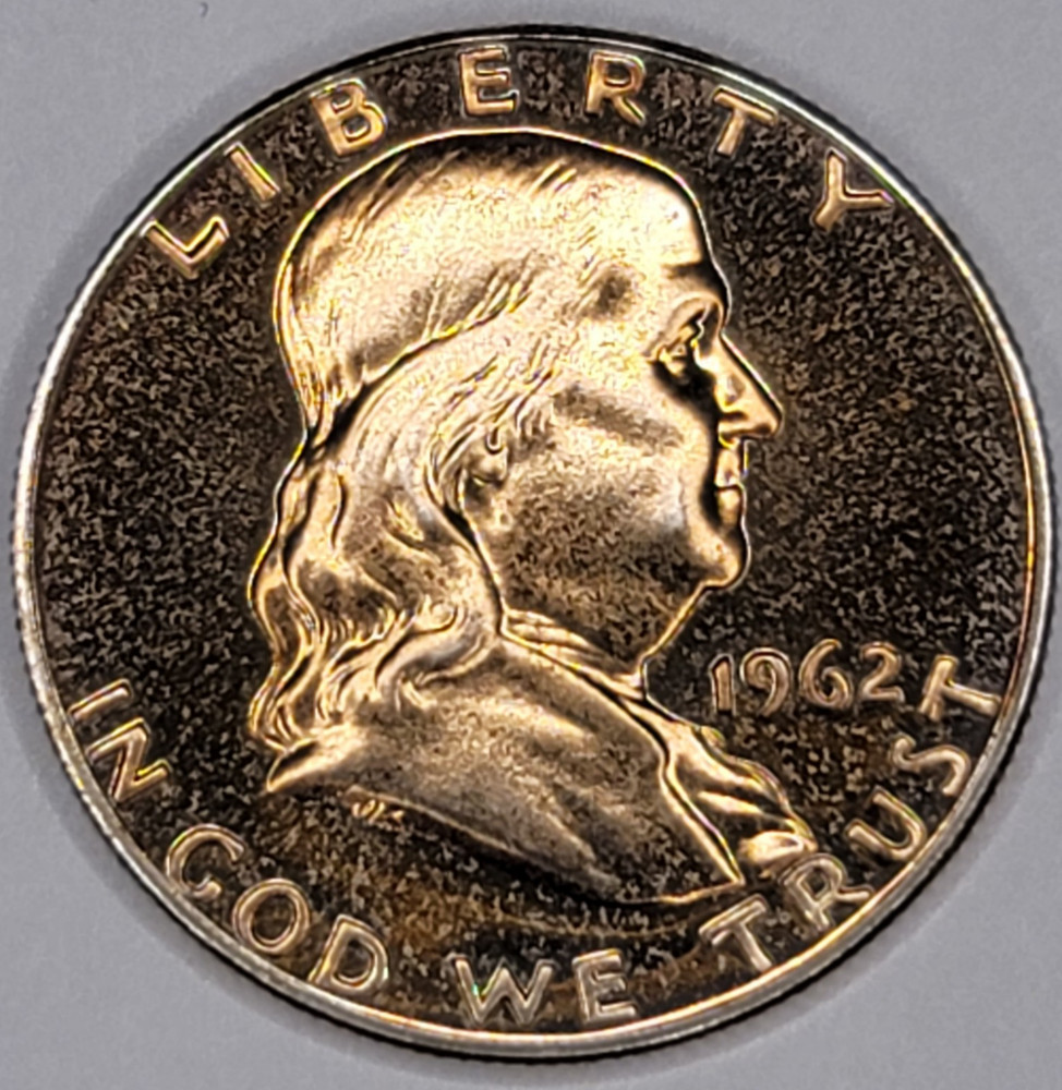 1962 Gem Proof Franklin Half Dollar 90% Silver - Nicely Toned