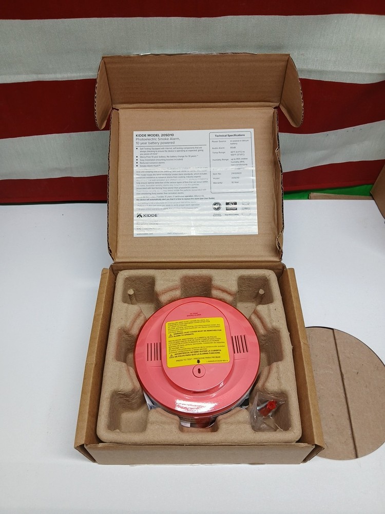 Kidde Smoke Detector 10 Year Battery Powered LED Warning Light Indicators 20SD10