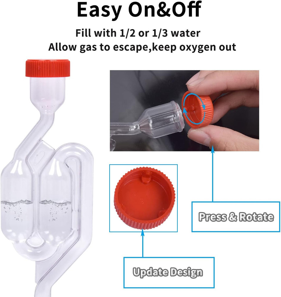 Zazolyne 5Ct. S - Shape Airlock with # 6 Stopper 5Pcs & Grommets 10Pcs,Bubble Fe