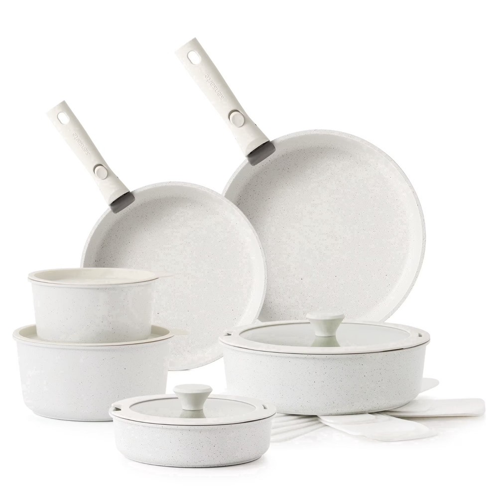 Cookware Set 17Pcs Nonstick Detachable Handle Induction Stackable