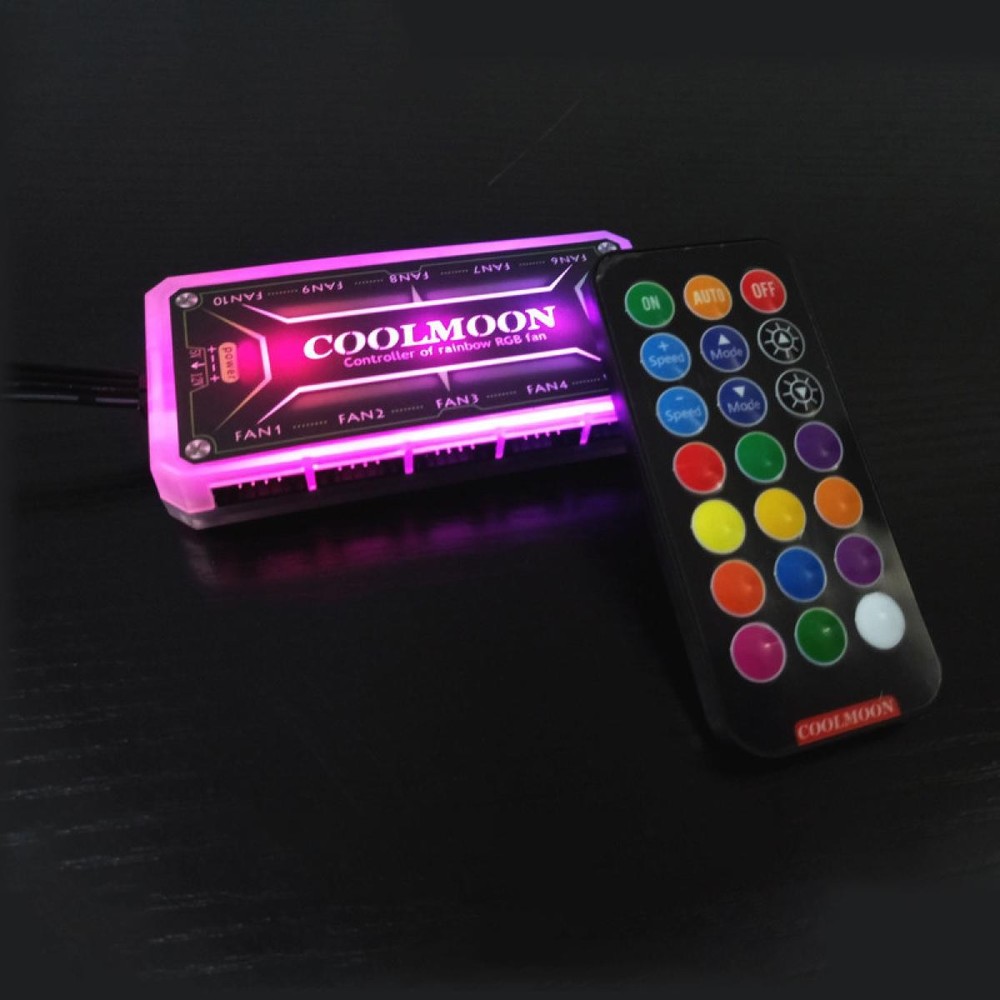 RGB Fan Controller Remote Control Computer Case 12V PC Cooling Chassis Fan Hub M