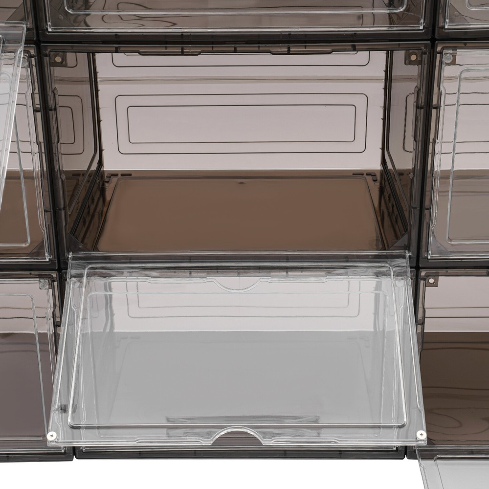 12Pcs Clear Acrylic Stackable Shoe Boxes for Premium Sneaker Display and Storage