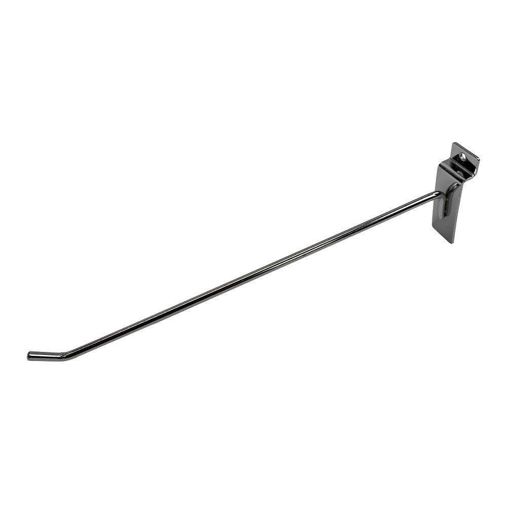 12" Slatwall Hook Panel Display Hooks, 1/4" Thickness Metal, Chrome - PACK 2