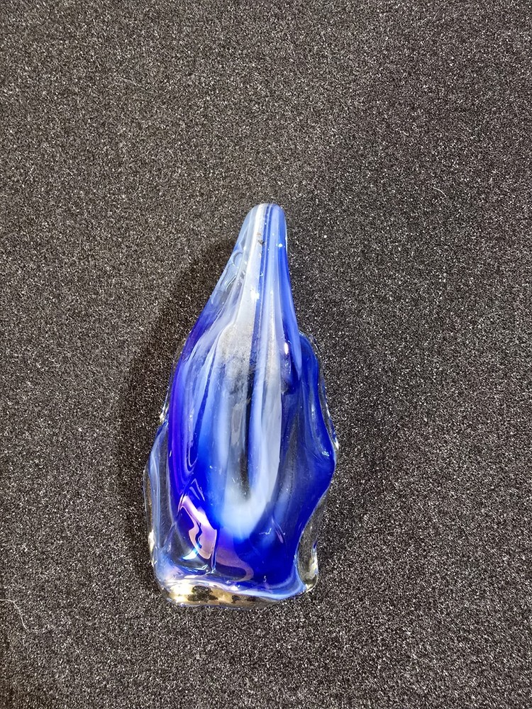 Murano Style Blown Glass Clamshell With Coiled Handle