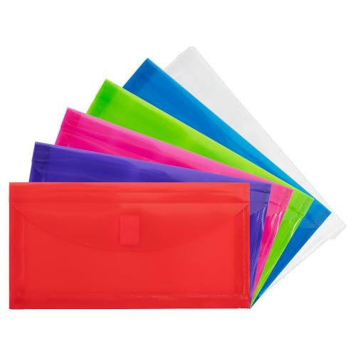 Plastic Expansion Envelopes with Hook & Loop Closure  #10 - Pack of 6 Assorted