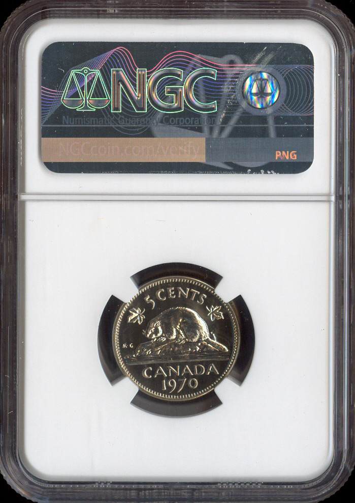 1970 Canada 5 Cents 5C NGC MS66 - Quality