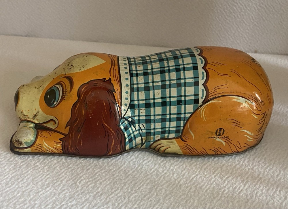 Vintage Tin Toy Dog Pull Back Japan