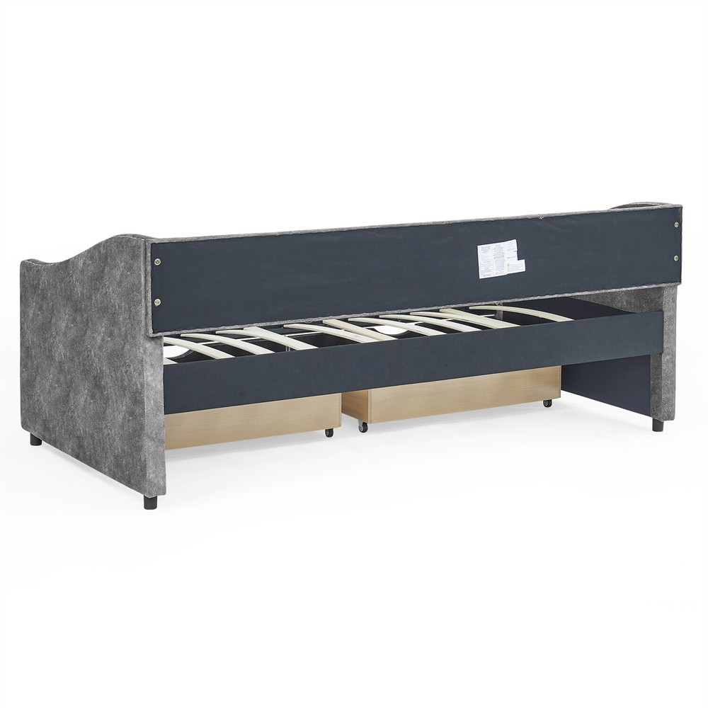 Twin Size Daybed Upholstered Bed Frame Sofa Bed w/ 2 Storage Drawers New
