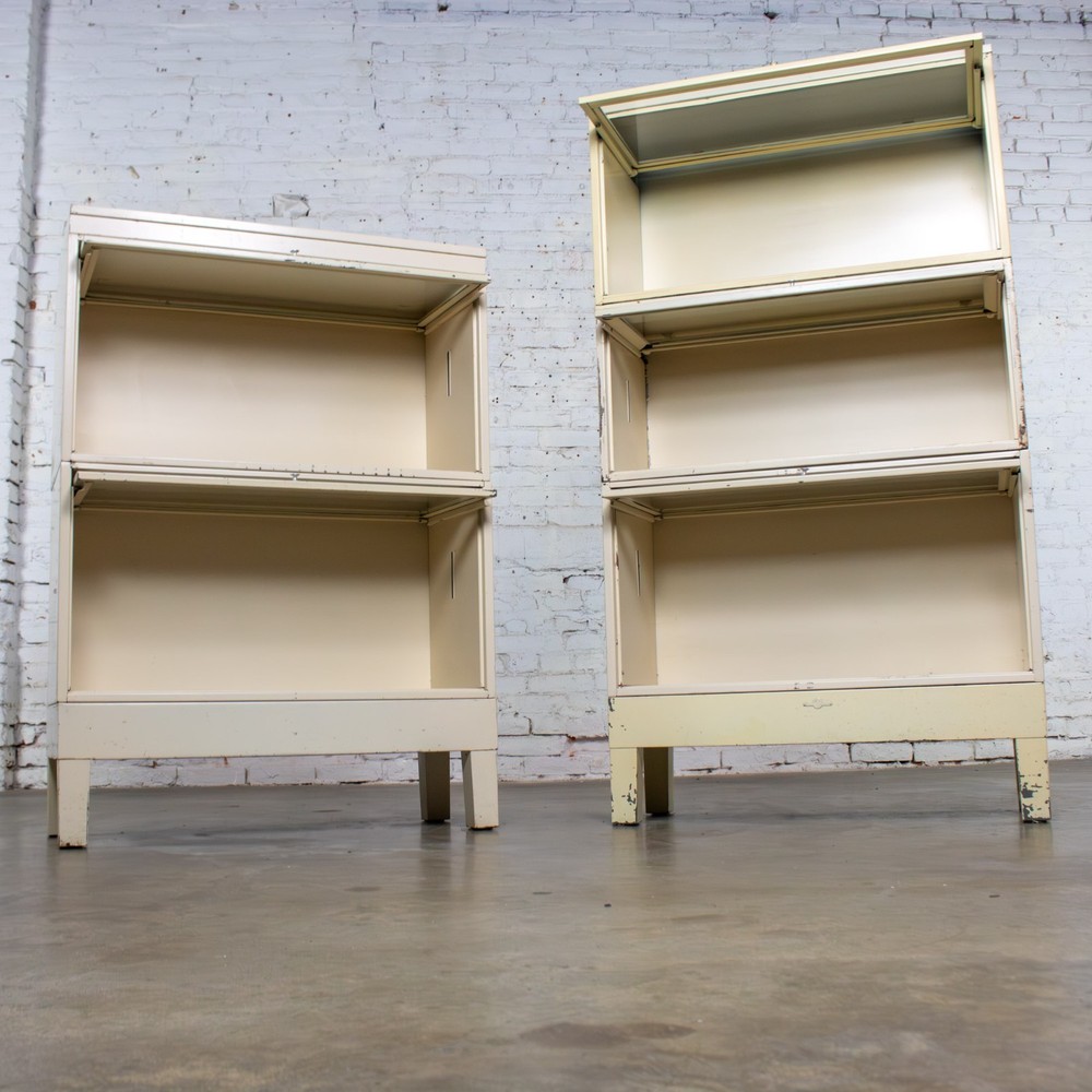 Industrial Rustic Pair Modular Stacking Barrister Bookcase by Globe-Wernicke