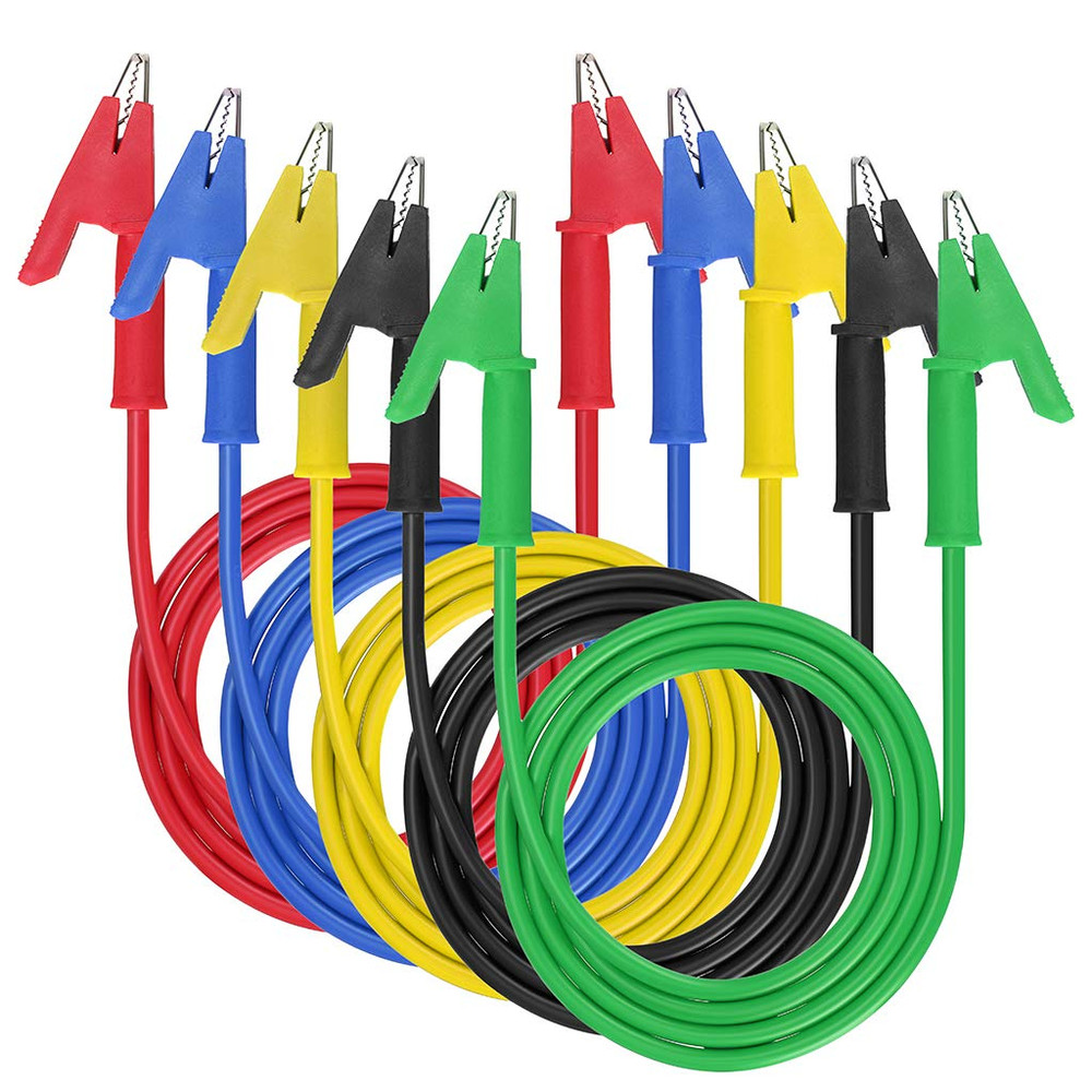 5 Pack Alligator Clips Test Leads with Insulators Clips,Dual Ended Alligator Cli