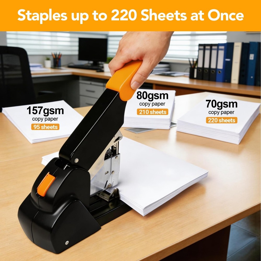AFMAT Heavy Duty Stapler, 220 Sheets Capacity Stapler for Classroom, 60%