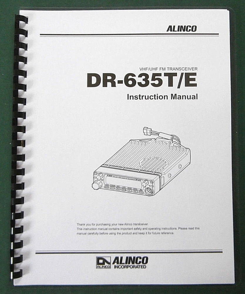 Alinco DR-635T/E Instruction Manual: Comb bound & Protective Plastic covers