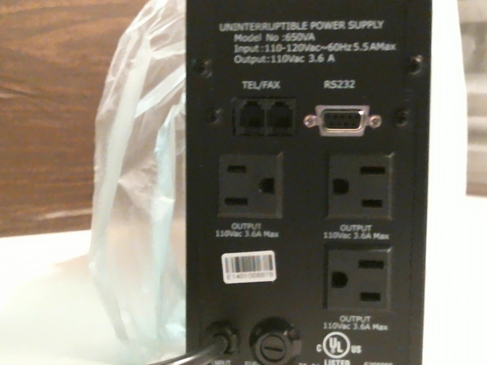 UPG 41300 120VAC 650VA USP Line Interactive Uninterruptable Power Source FS