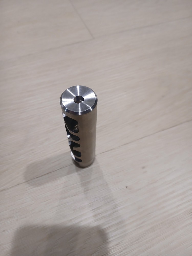 Stainless Steel Brake Handle Decorative Muzzle 1/2-28 Thread .255 Thru Hole.