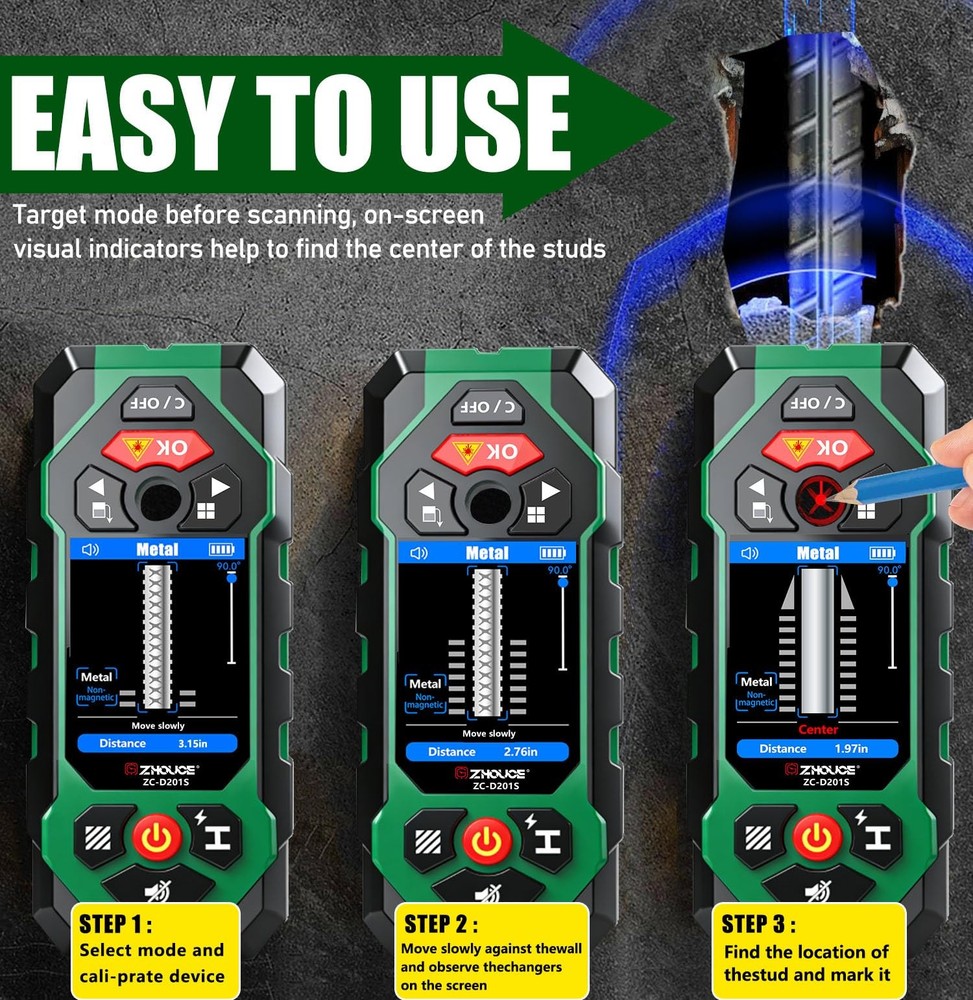 Stud Finder Wall Scanner 10 in1 Multi-Function Wall Detector Precisely Locate...