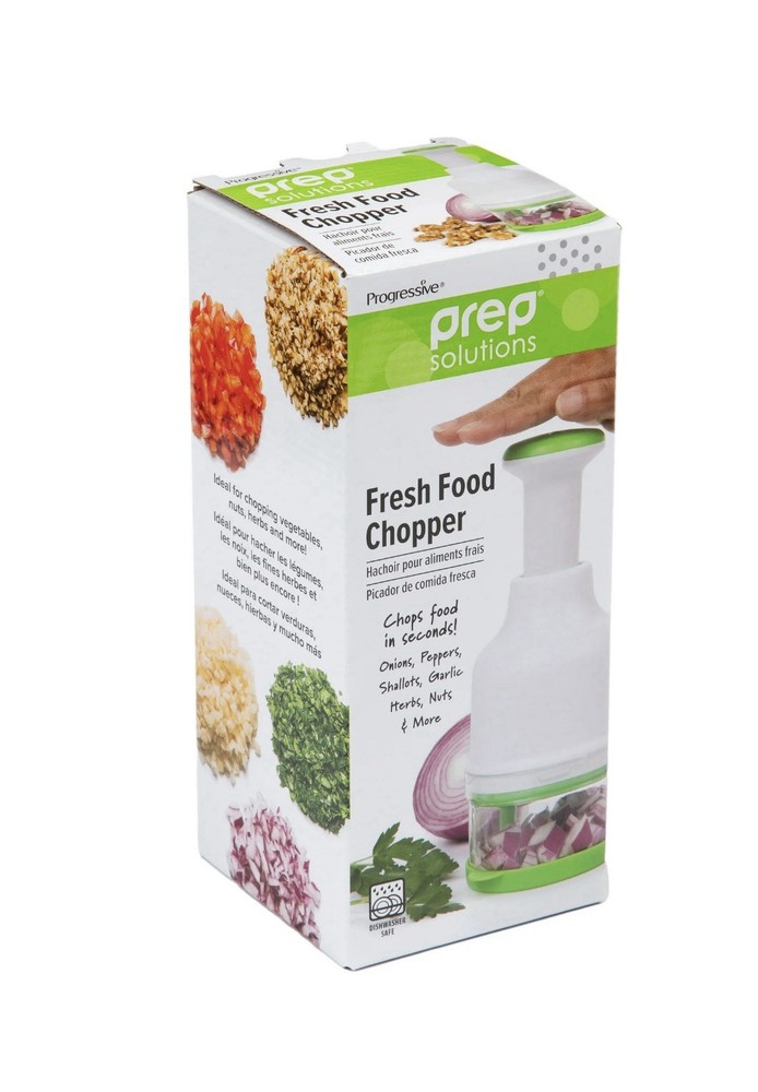 Progressive Prep Solutions Fresh Food Chopper Manual Push Function White/Green