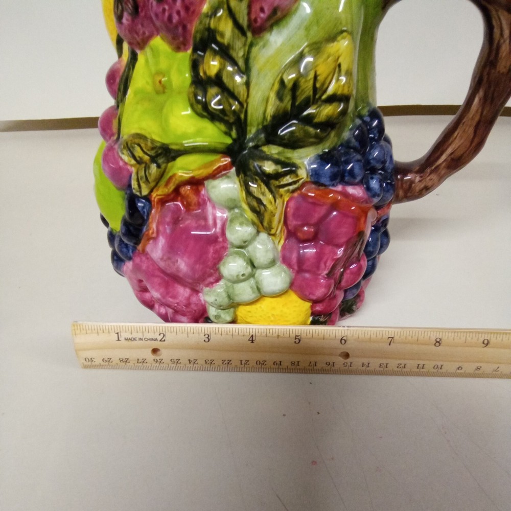 Block Country Orchard Ceramic Exterior Painted Fruit Pitcher