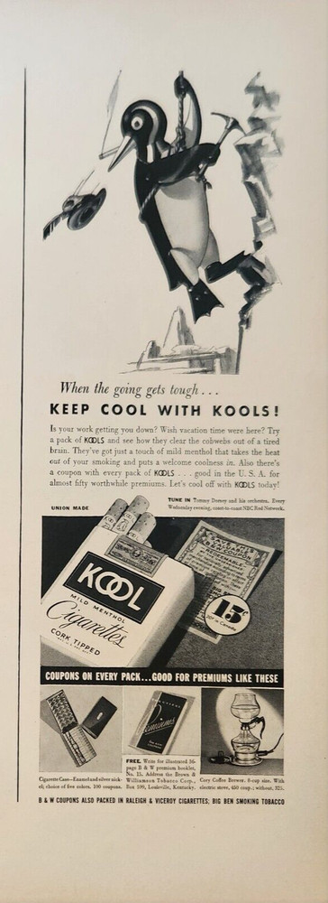 1938 Kool Cigarettes Vintage Ad when the going gets tough
