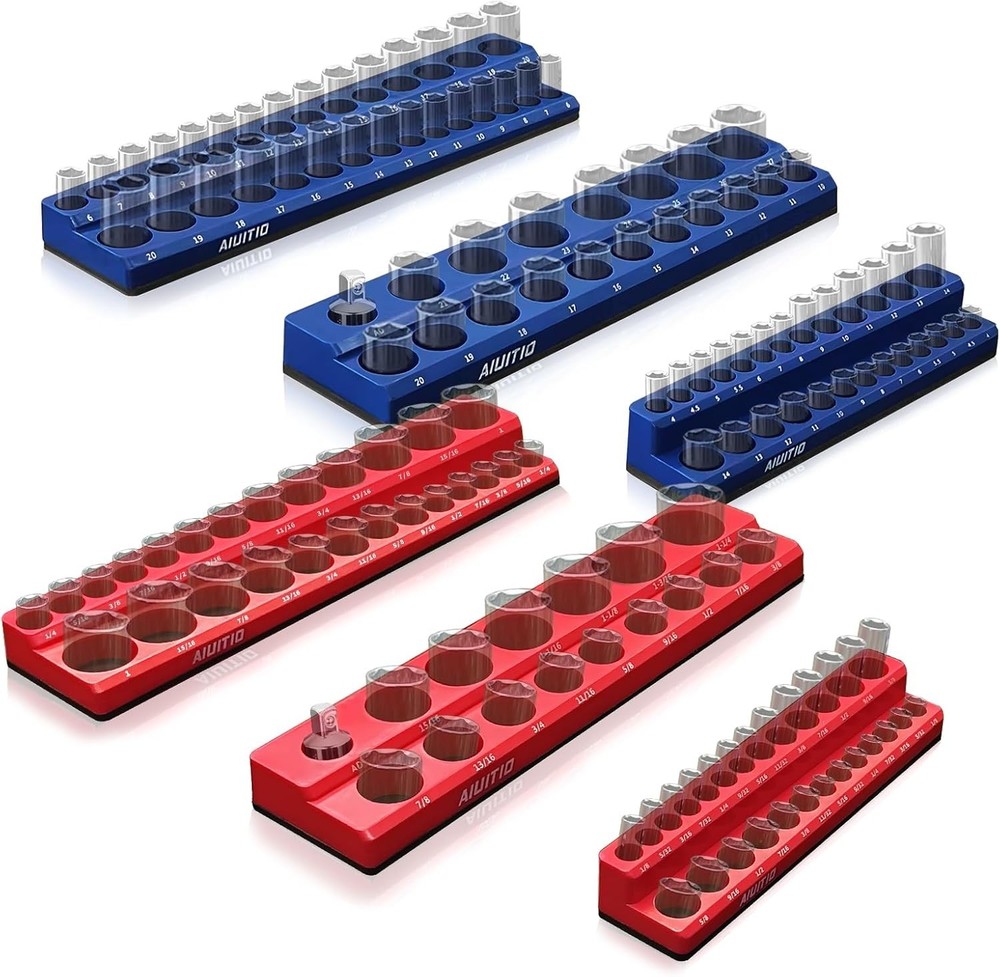Durable 6-Piece Magnetic Socket Holder Set: Perfect for Standard & Deep Sockets