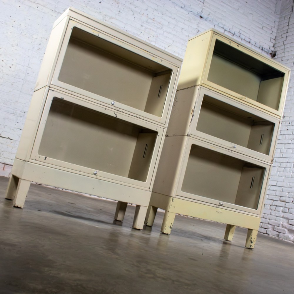 Industrial Rustic Pair Modular Stacking Barrister Bookcase by Globe-Wernicke